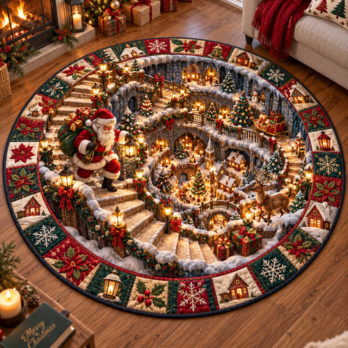 Santa Spiral Village Quilted Round Mat GFTOMA14932
