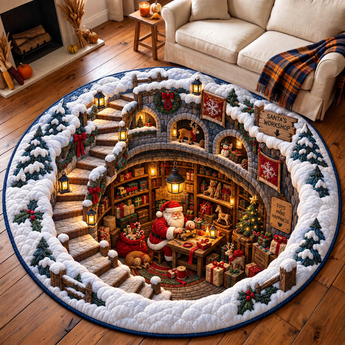 Santa Workshop Quilted Round Mat GFTOMA14933