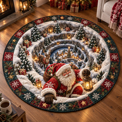 Santa Lantern Village Quilted Round Mat GFTOMA14936