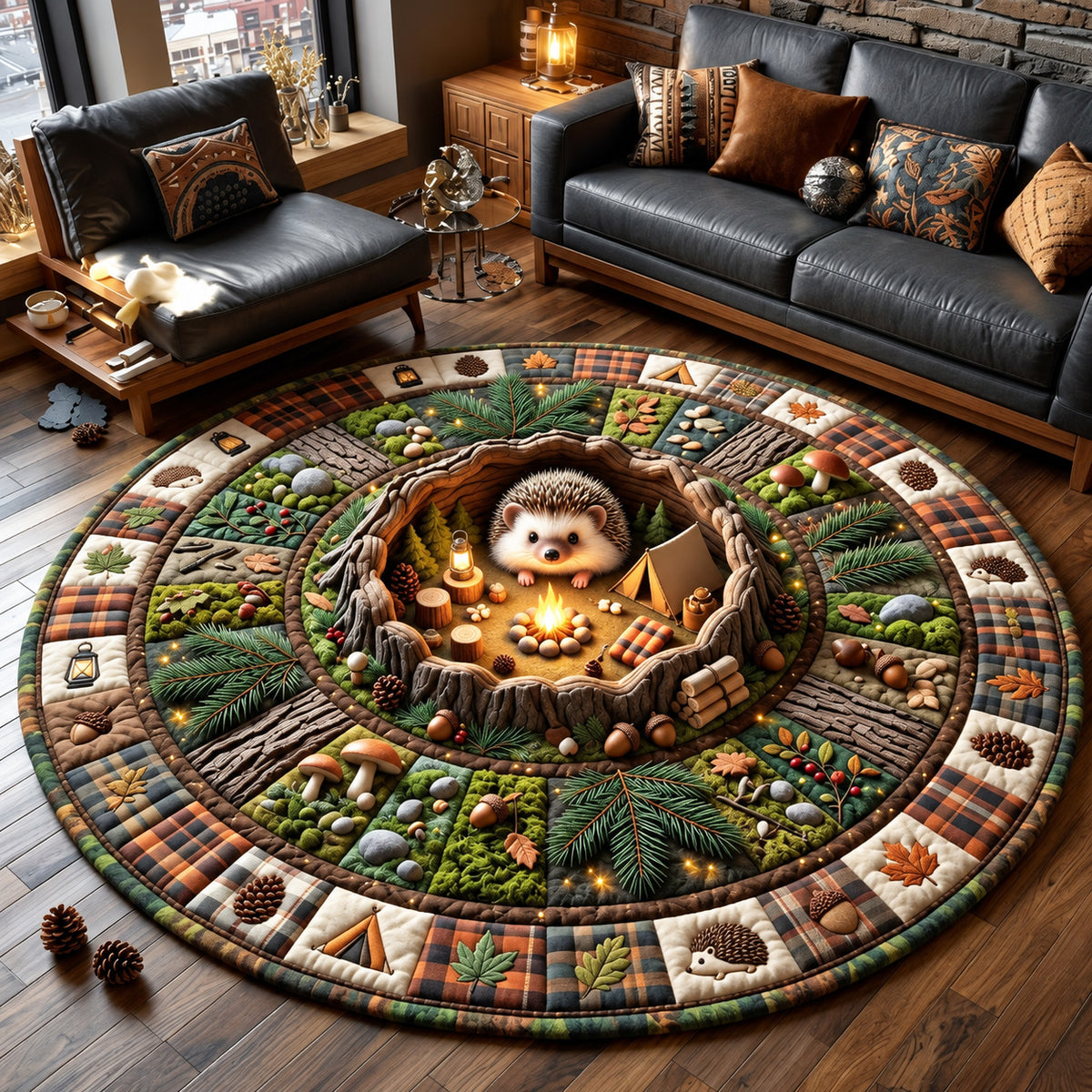 Cozy Hedgehog Quilted Round Mat GFTOMA14941