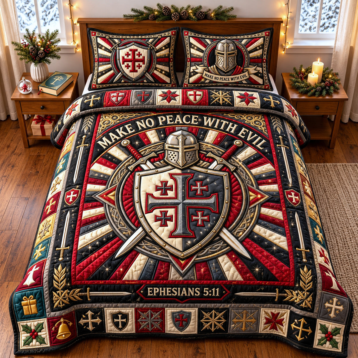 Faith Shield 3-Piece Quilted Bedding Set GFTOMA14943