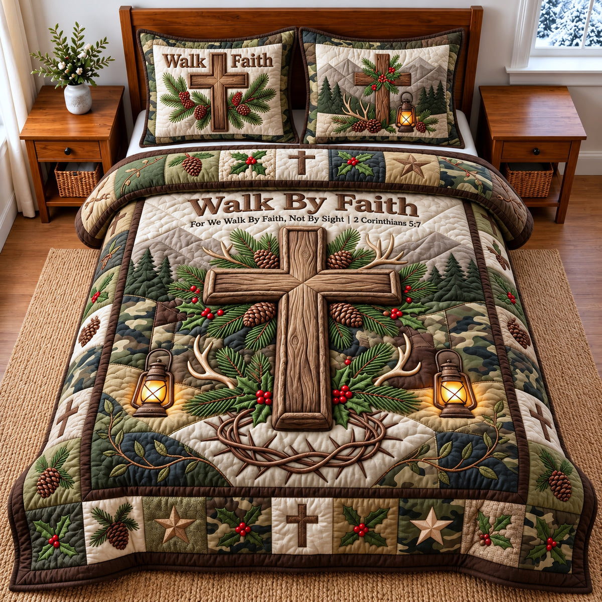 Walk By Faith 3-Piece Quilted Bedding Set GFTOMA14944