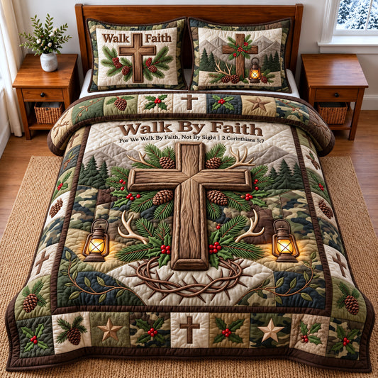 Walk By Faith 3-Piece Quilted Bedding Set GFTOMA14944