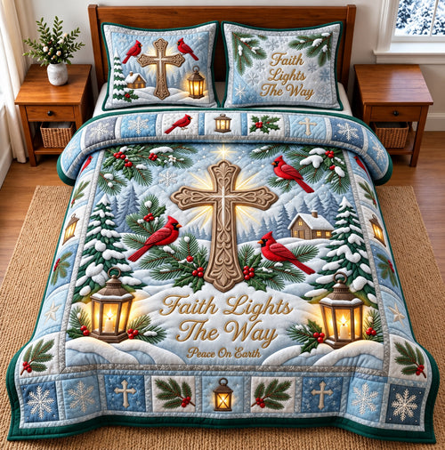 Faith Lights 3-Piece Quilted Bedding Set GFTOMA14946