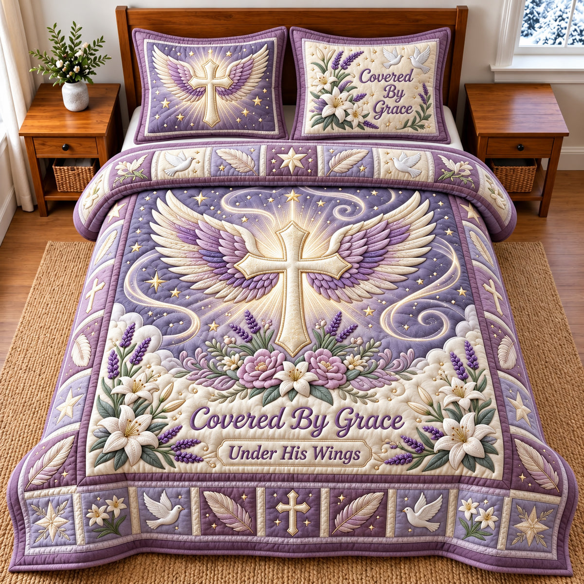 Covered Grace 3-Piece Quilted Bedding Set GFTOMA14947
