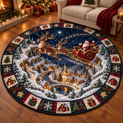Santa Sleigh Village Quilted Round Mat GFTOMA14979