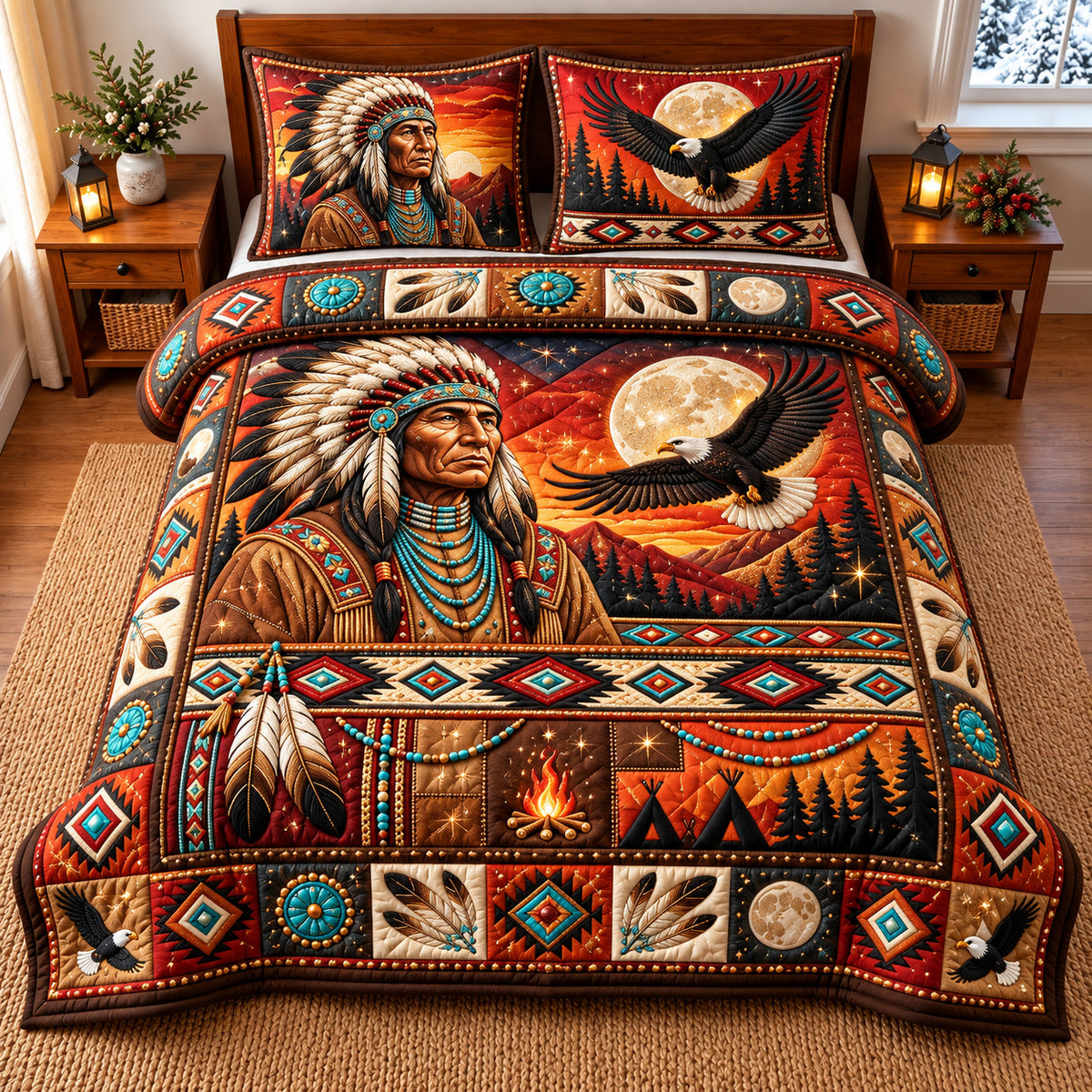 Eagle Warrior 3-Piece Quilted Bedding Set GFTOMA15006