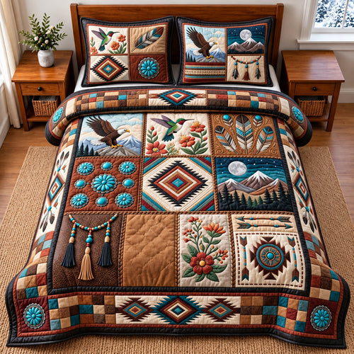 Native Patchwork 3-Piece Quilted Bedding Set GFTOMA15009