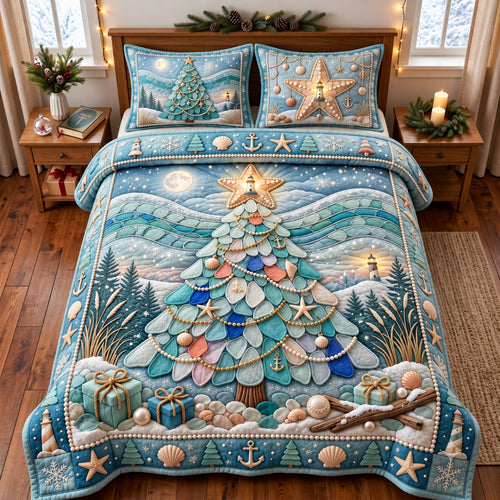 Coastal Christmas 3-Piece Quilted Bedding Set GFTOMA15010
