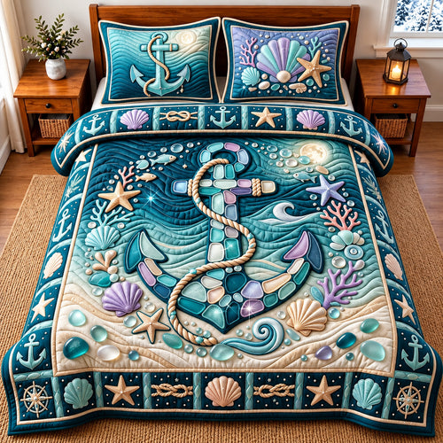 Ocean Anchor 3-Piece Quilted Bedding Set GFTOMA15011