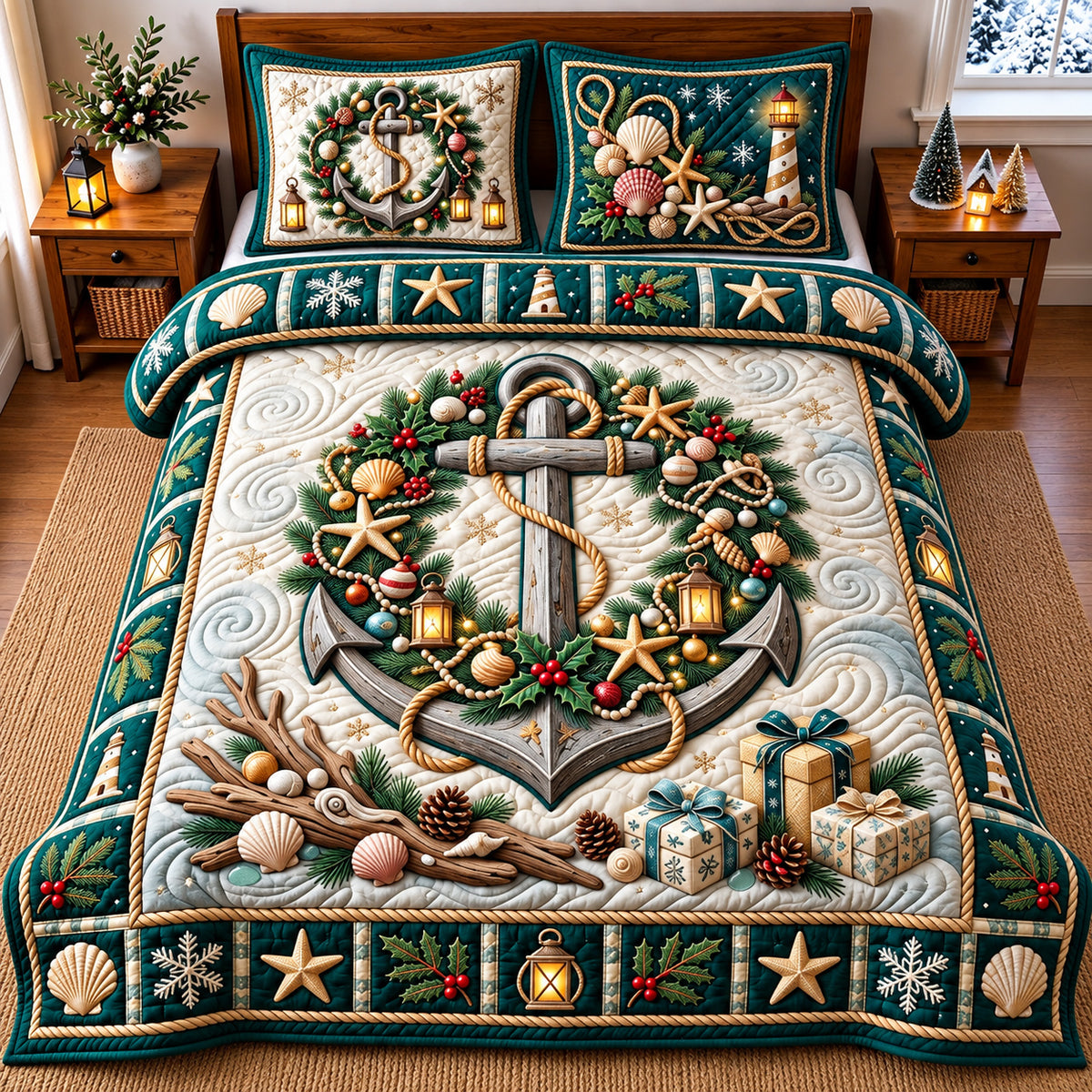 Holiday Anchor 3-Piece Quilted Bedding Set GFTOMA15012