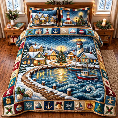Harbor Christmas 3-Piece Quilted Bedding Set GFTOMA15013
