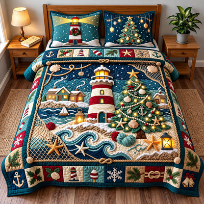Lighthouse Christmas 3-Piece Quilted Bedding Set GFTOMA15014