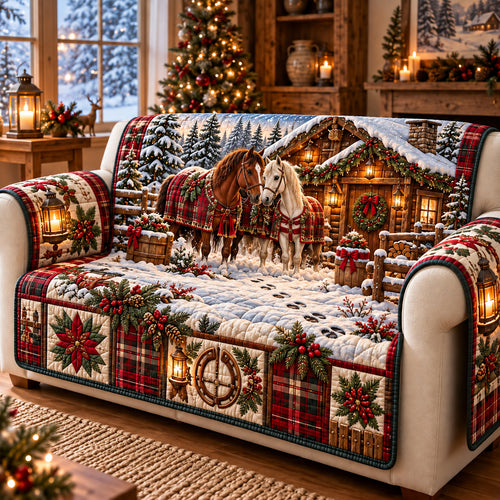 Christmas Horse Quilted Sofa Cover GFTOMA15024