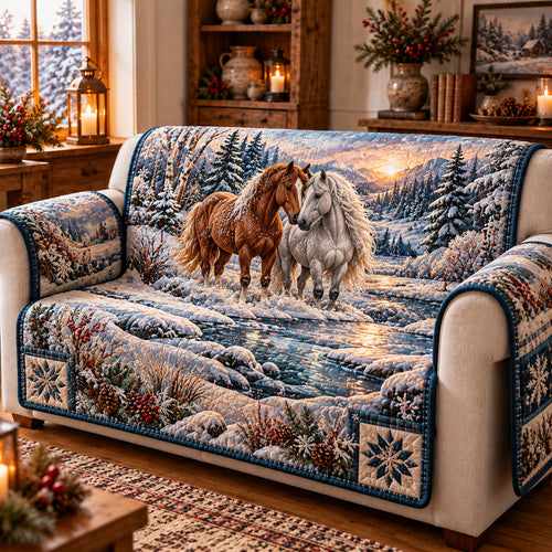 Moonlit Horse Quilted Sofa Cover GFTOMA15025