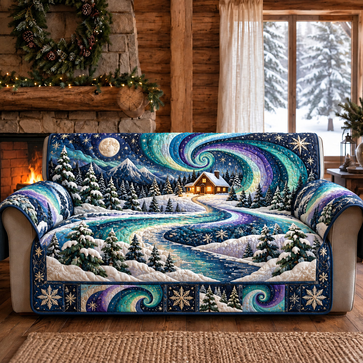 Aurora Cabin Quilted Sofa Cover GFTOMA15029