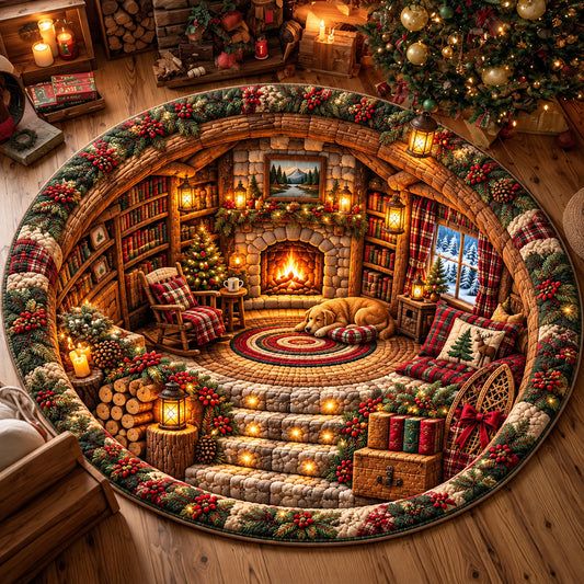 Cozy Christmas Cabin Quilted Round Mat GFTOMA15031C1