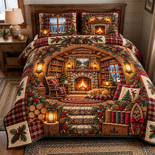 Cozy Christmas Cabin 3-Piece Quilted Bedding Set GFTOMA15031C3