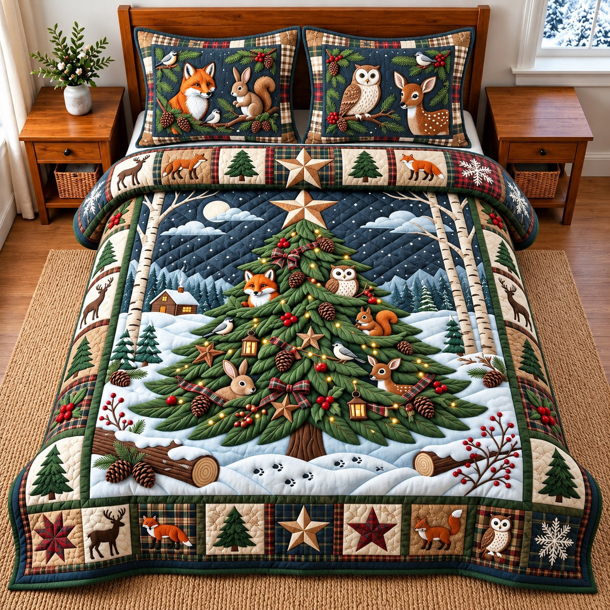 Woodland Tree 3-Piece Quilted Bedding Set GFTOMA15084