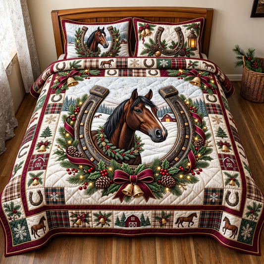 Holiday Horse 3-Piece Quilted Bedding Set GFTOMA15089