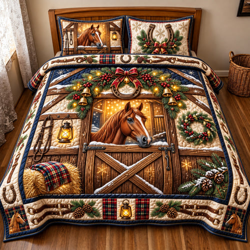 Stable Horse 3-Piece Quilted Bedding Set GFTOMA15090