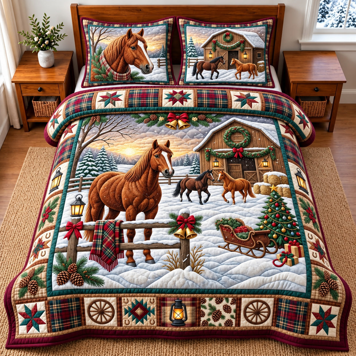 Farm Horse 3-Piece Quilted Bedding Set GFTOMA15093