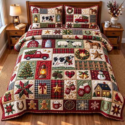 Holiday Patchwork 3-Piece Quilted Bedding Set GFTOMA15095