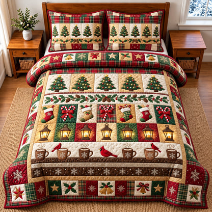 Tree Patchwork 3-Piece Quilted Bedding Set GFTOMA15098