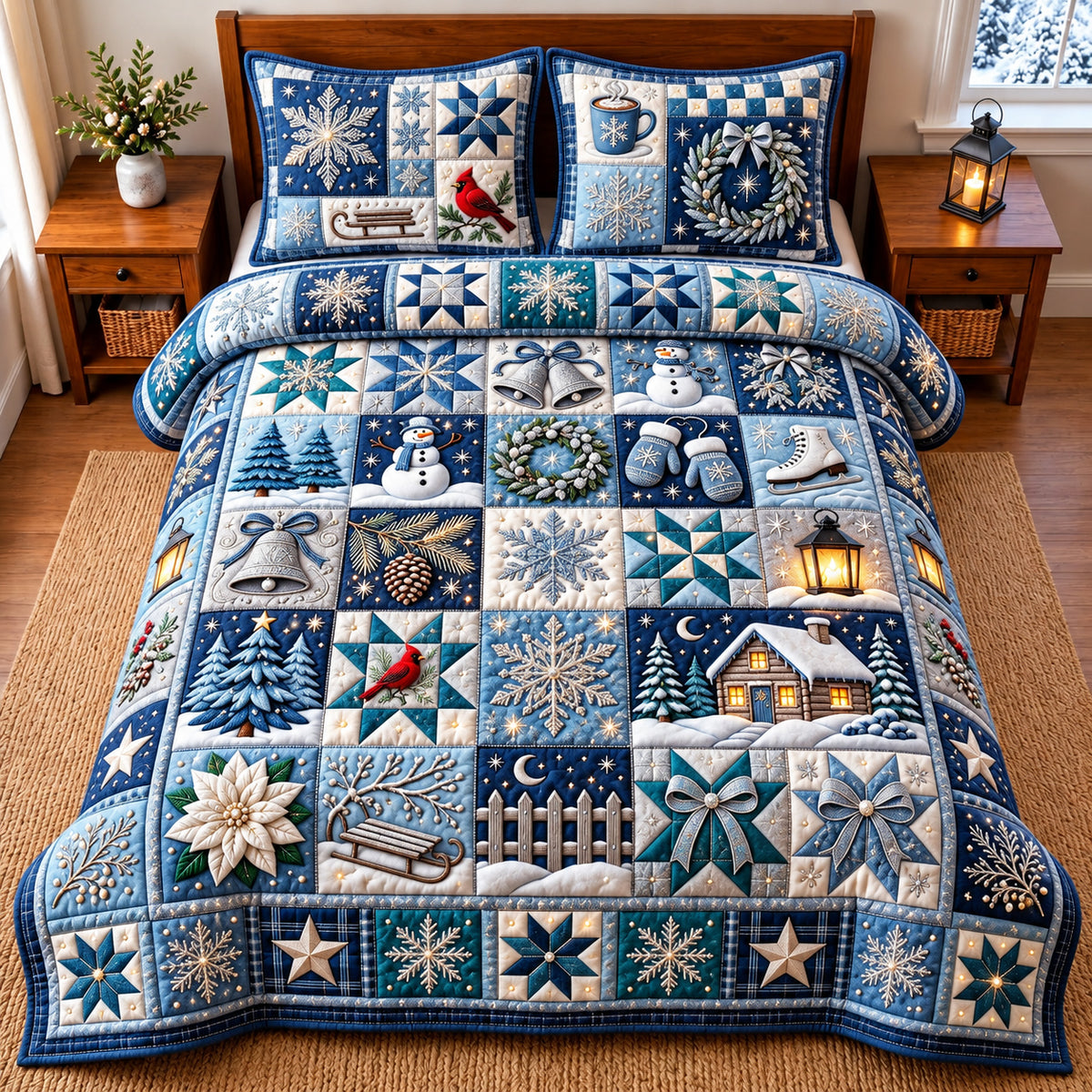 Winter Patchwork 3-Piece Quilted Bedding Set GFTOMA15099