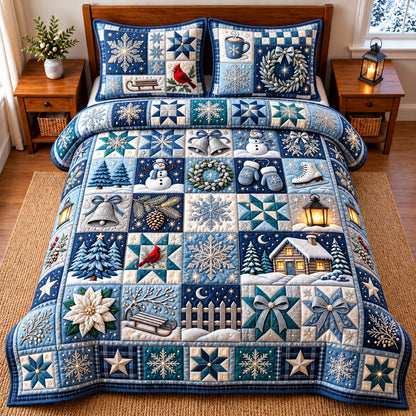 Winter Patchwork 3-Piece Quilted Bedding Set GFTOMA15099