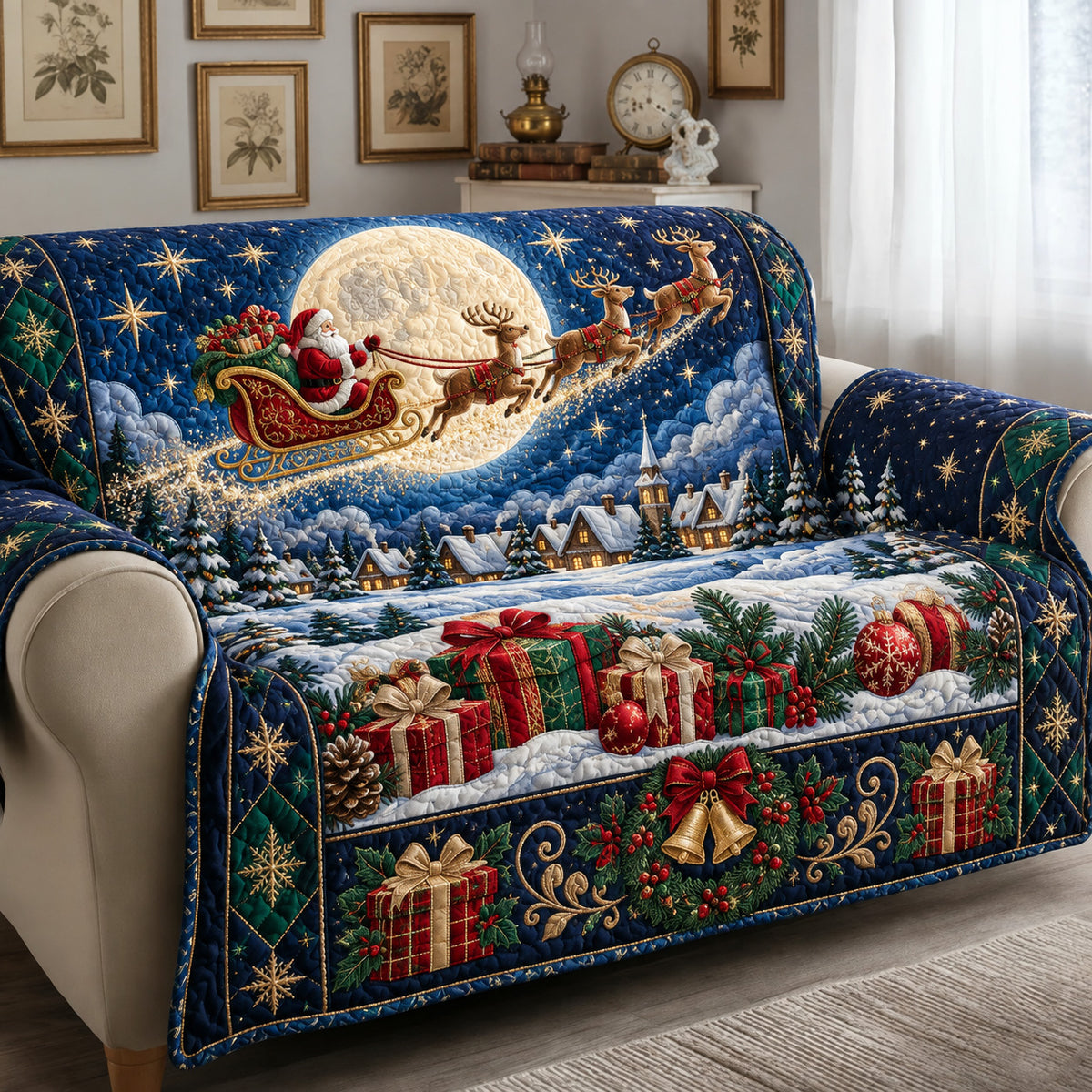 Santa Moonlight Quilted Sofa Cover GFTOMA15126