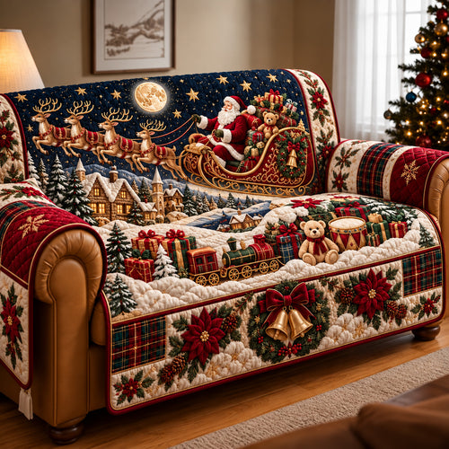 Santa Sleigh Quilted Sofa Cover GFTOMA15128