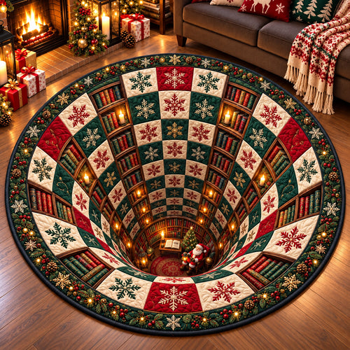 Christmas Library Vortex Quilted Round Mat GFTOMA15136