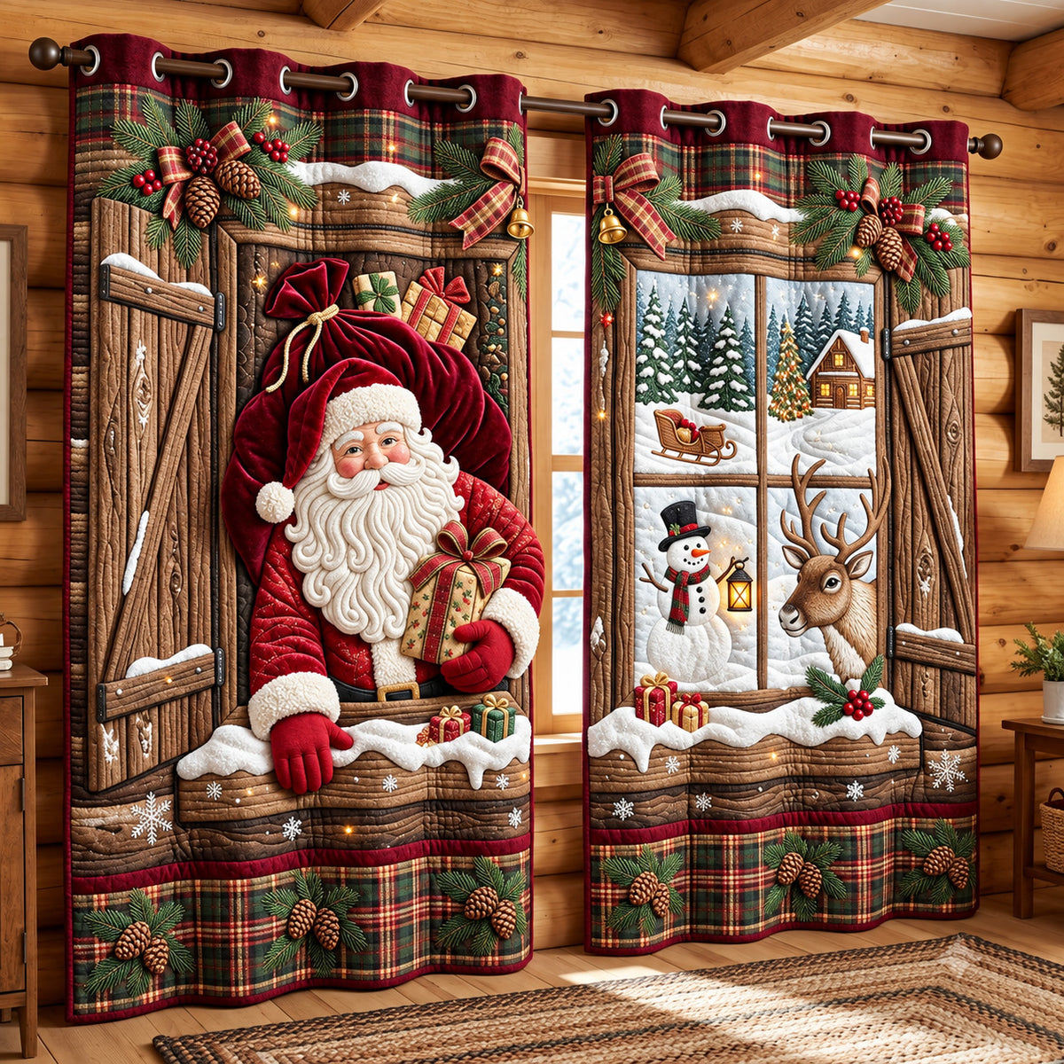 Santa Cabin Quilted Curtains GFTOMA15156