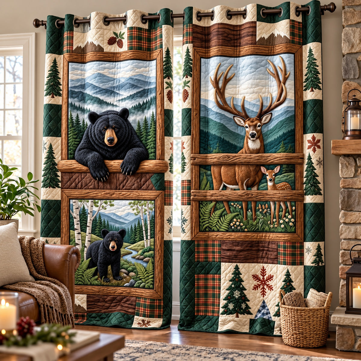 Woodland Wildlife Quilted Curtains GFTOMA15162