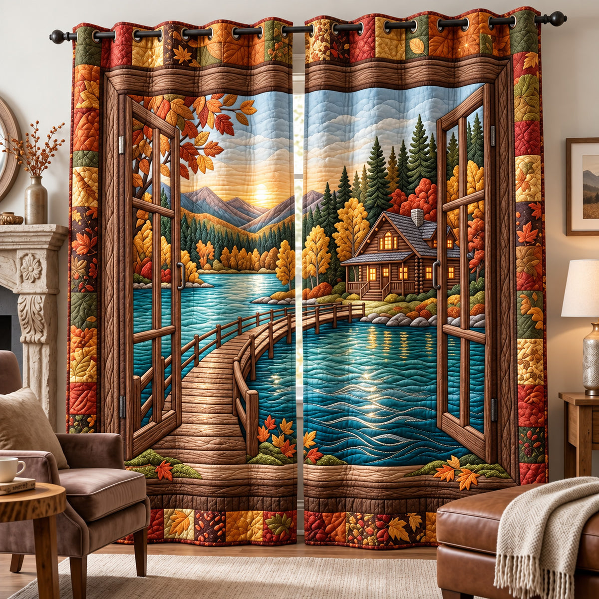 Autumn Lakeside Quilted Curtains GFTOMA15163