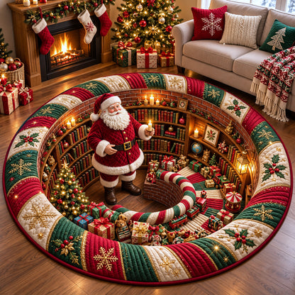 Christmas Santa Vortex Quilted Round Mat GFTOMA15173