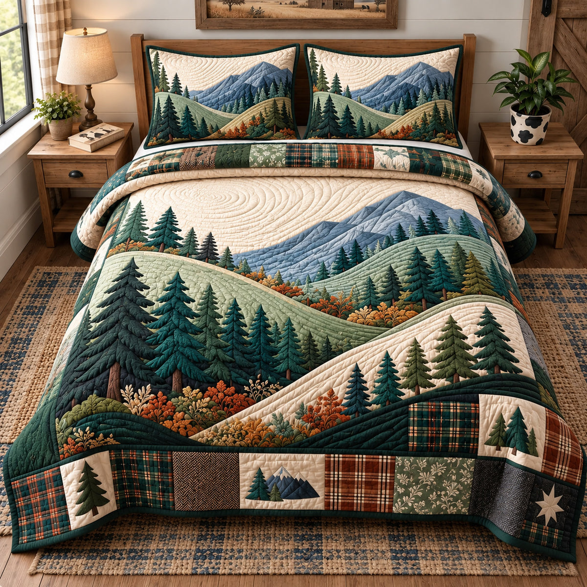 Mountain Forest 3-Piece Quilted Bedding Set GFTOMA15193