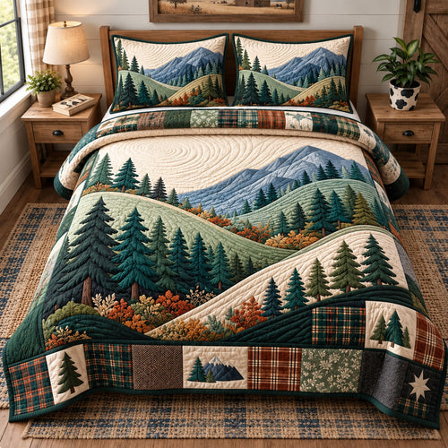 Mountain Forest 3-Piece Quilted Bedding Set GFTOMA15193