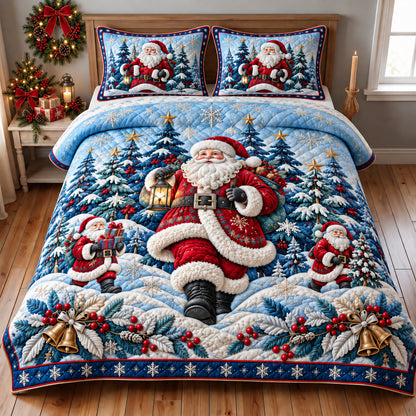 Winter Santa 3-Piece Quilted Bedding Set GFTOMA15198