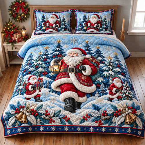 Winter Santa 3-Piece Quilted Bedding Set GFTOMA15198