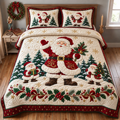 Classic Santa 3-Piece Quilted Bedding Set GFTOMA15200