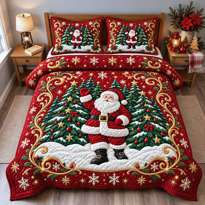 Christmas Santa 3-Piece Quilted Bedding Set GFTOMA15202