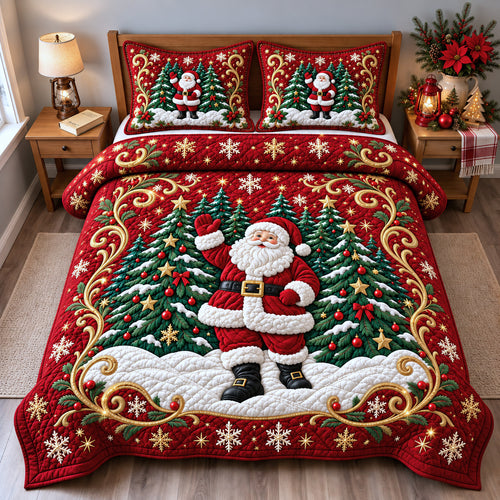 Christmas Santa 3-Piece Quilted Bedding Set GFTOMA15202