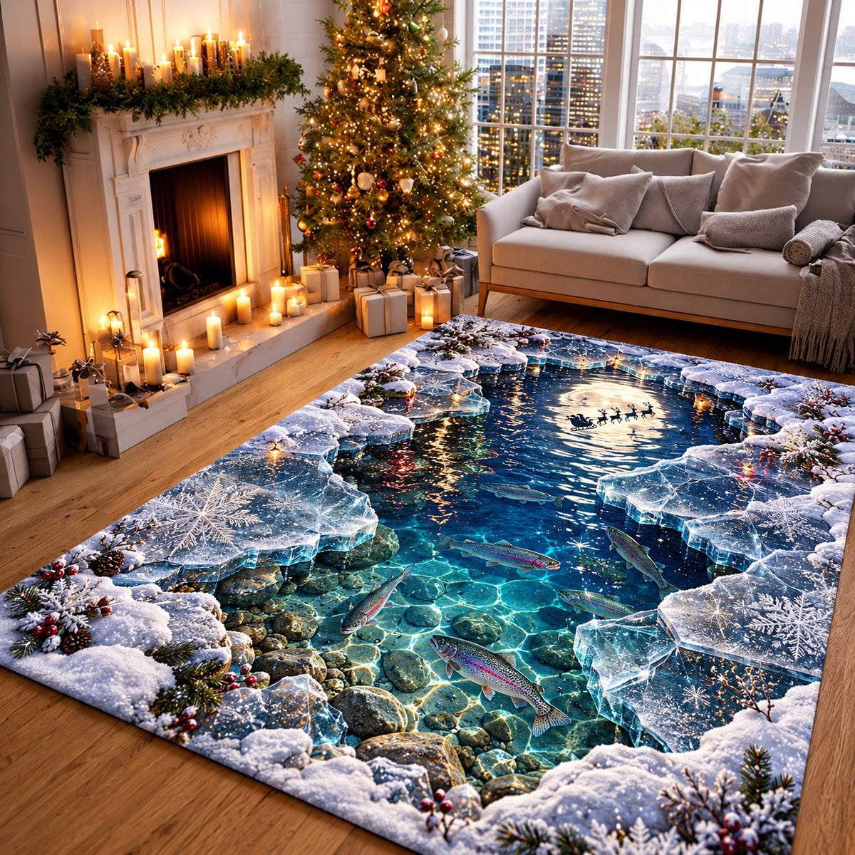 Winter Crystal Lake Area Rug GFTOMA15222