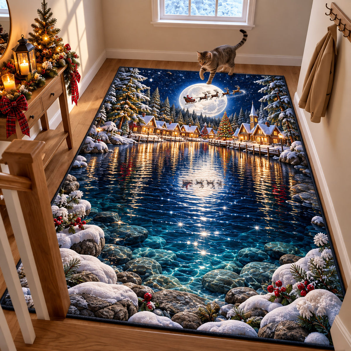 Moonlit Winter Lake Area Rug GFTOMA15223