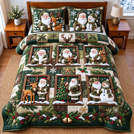 Christmas Santa 3-Piece Quilted Bedding Set GFTOMA15236
