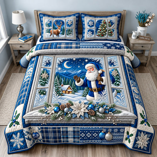 Moonlight Santa 3-Piece Quilted Bedding Set GFTOMA15237