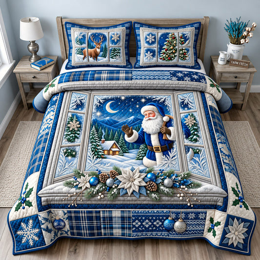 Moonlight Santa 3-Piece Quilted Bedding Set GFTOMA15237