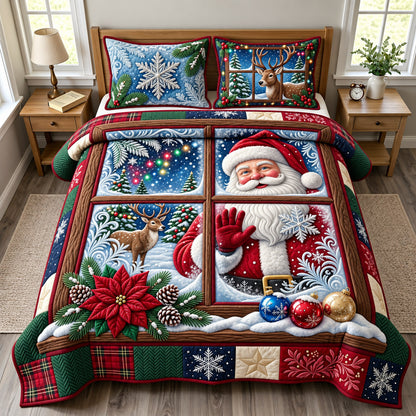 Santa Window 3-Piece Quilted Bedding Set GFTOMA15239